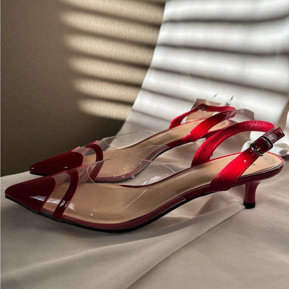 A New Day | Eleanor Heart Kitten Heels Clear Strap Dressy | Size 8.5 - Picture 4 of 6
